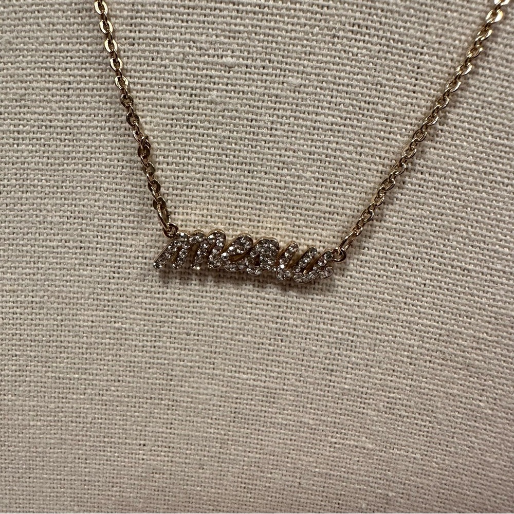 Meow Rhinestone Necklace - Picture 2 of 6